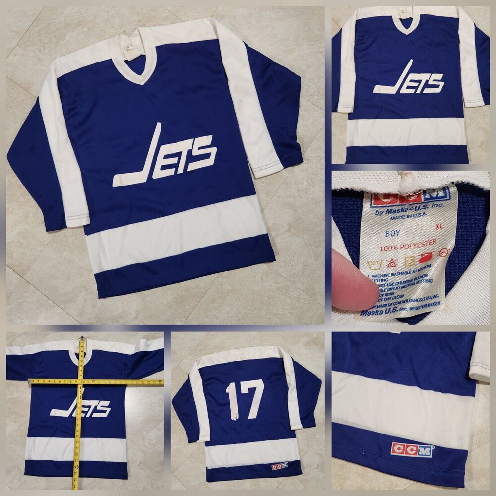 VTG Winnipeg Jets Boys Youth Size X-Large‎ XL NHL Hockey CCM Jersey #17 Blue